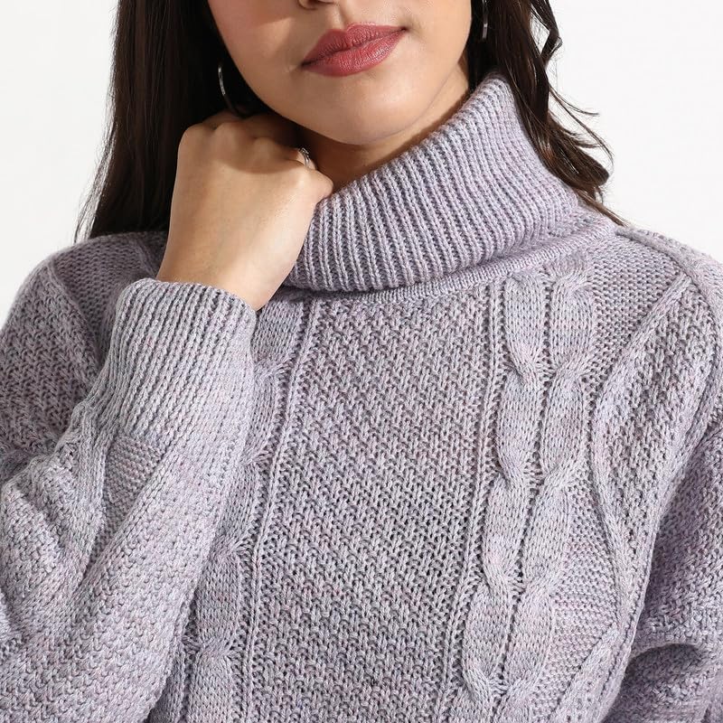Image of PINACOLADA Women's Geometric-Textured Pullover Sweater for Casual Wear | Crew Neck | Long Sleeves | Pull On Closure | Sweater Crafted with Comfort Fit for Everyday Wear