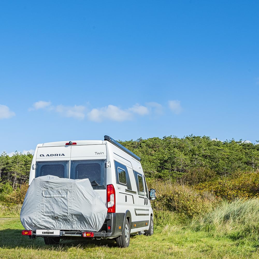 Campout Housse vélo - Universelle - Porte-vélos - pour 1 ou 2 vélos - Housse de Protection - Imperméable - Sac de Rangement Inclus - Compartiment pour Panneau d'avertissement