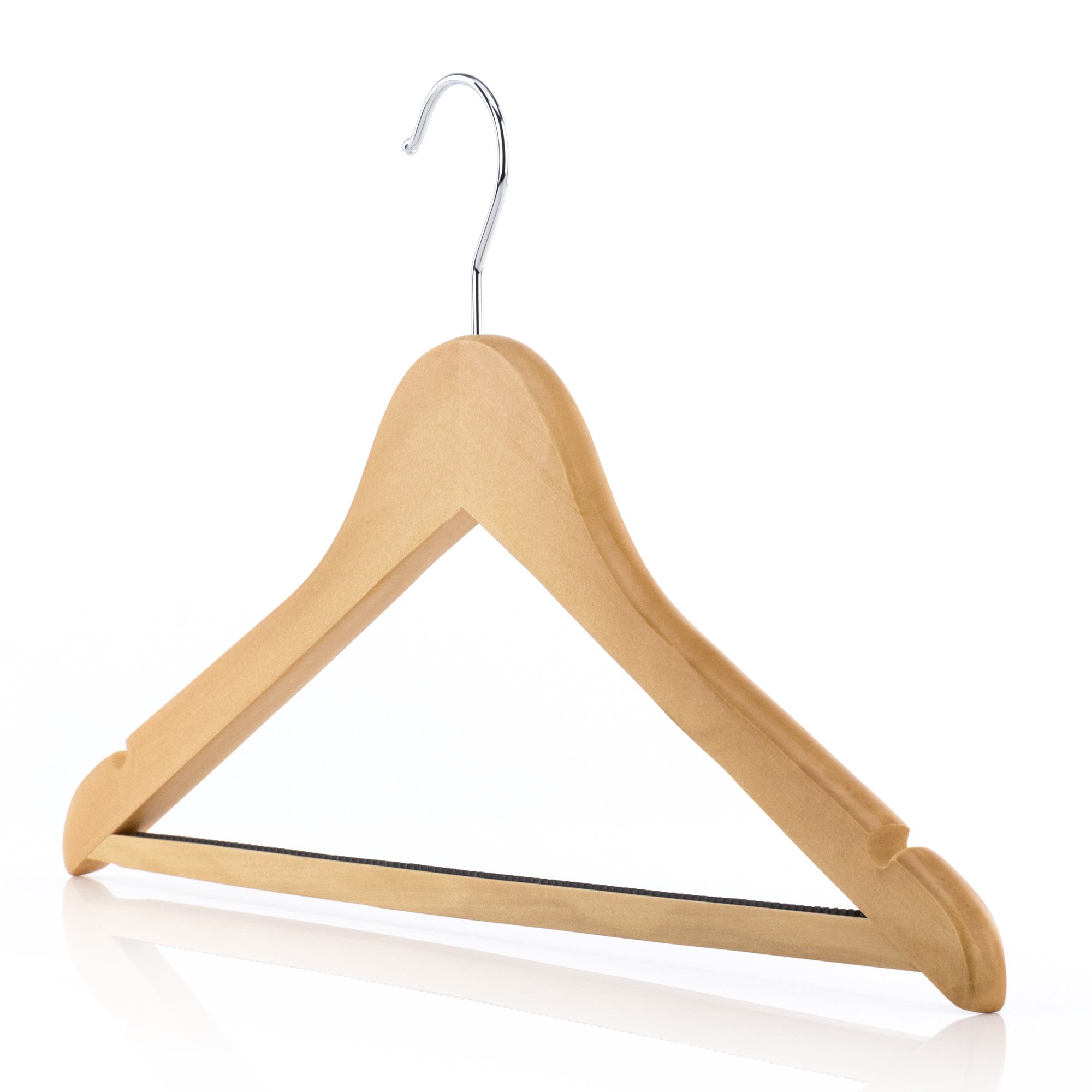 HANGERWORLD 5 Grucce In Legno Laccato 45 Cm Con Barra Porta Pantaloni Antiscivolo – Appendini Eleganti Per Armadio, Gancio Girevole 360°