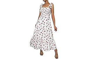 Floral Print Tie Strap Women's Maxi Dress