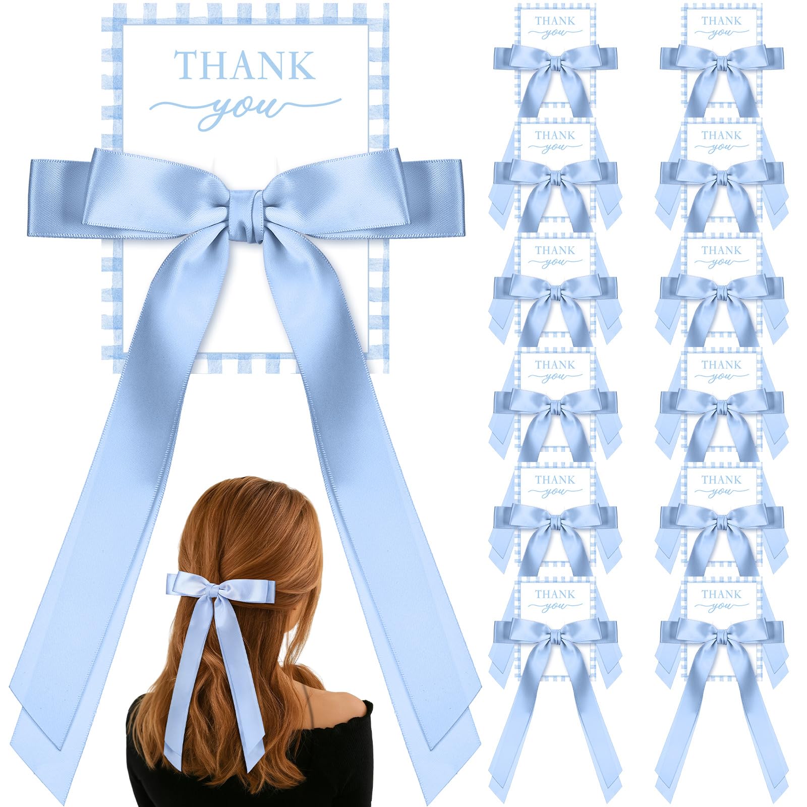 12 Pack Blue Bow Party Favors Hair Bows for Girls Coquette
