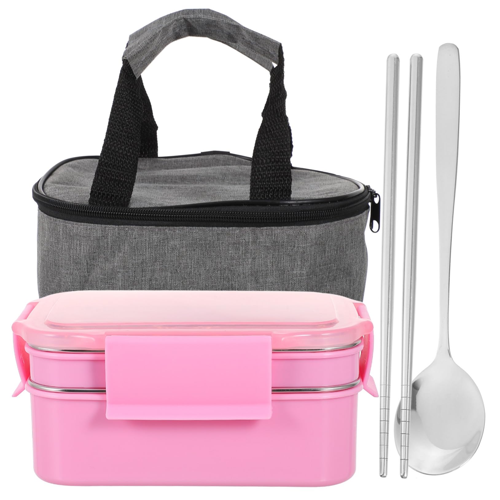 Didiseaon Bento Box Termico in Acciaio Inox 304 a Doppio Strato Rosa | Design Scomparti, Pp Resistente al Calore, Facile da Trasportare, per Lavoro e Picnic Barbecue
