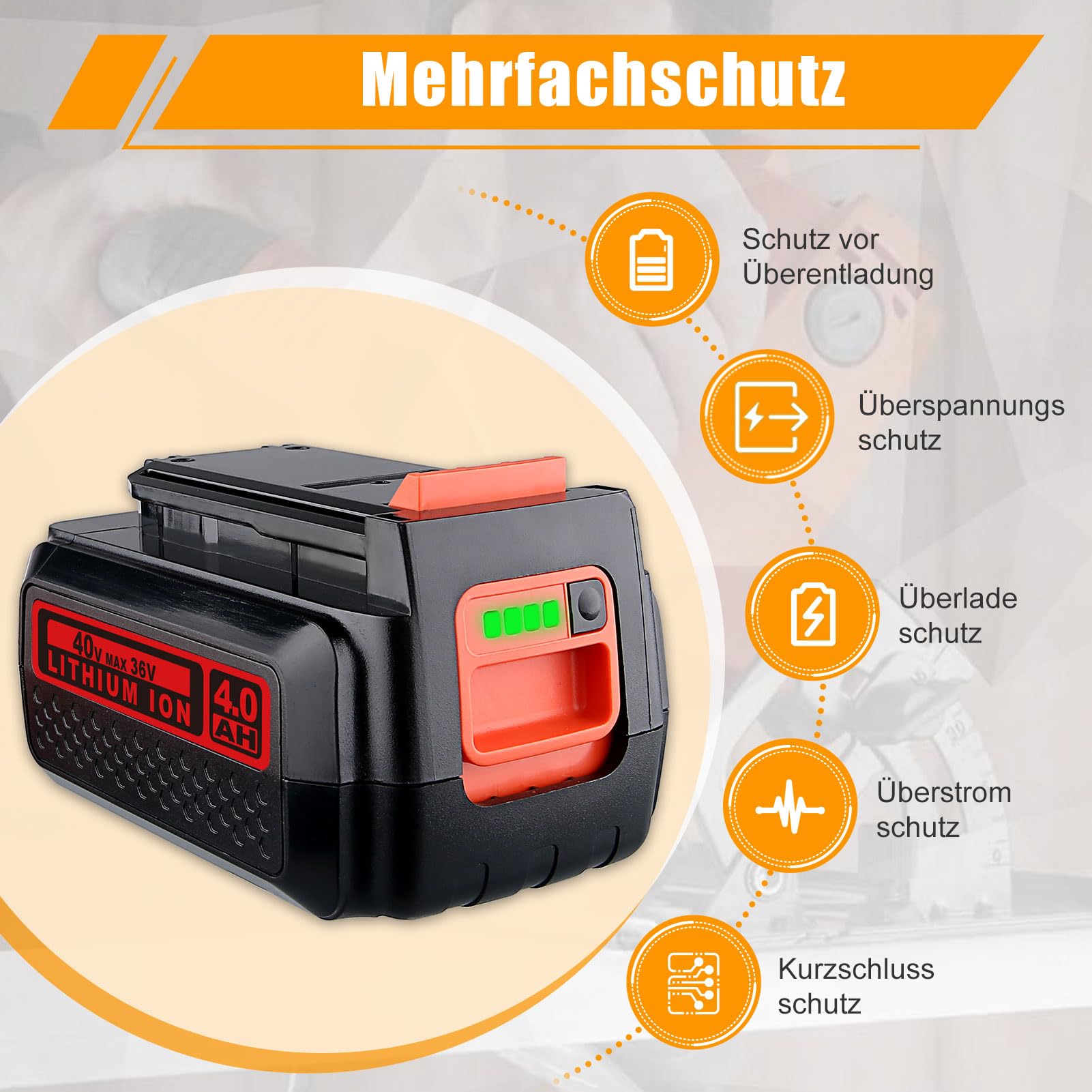 2X Akku LBXR36 4Ah 36V Li-Ion Für Black And Decker LBX2040 BL20362 LHT2436 LSW36