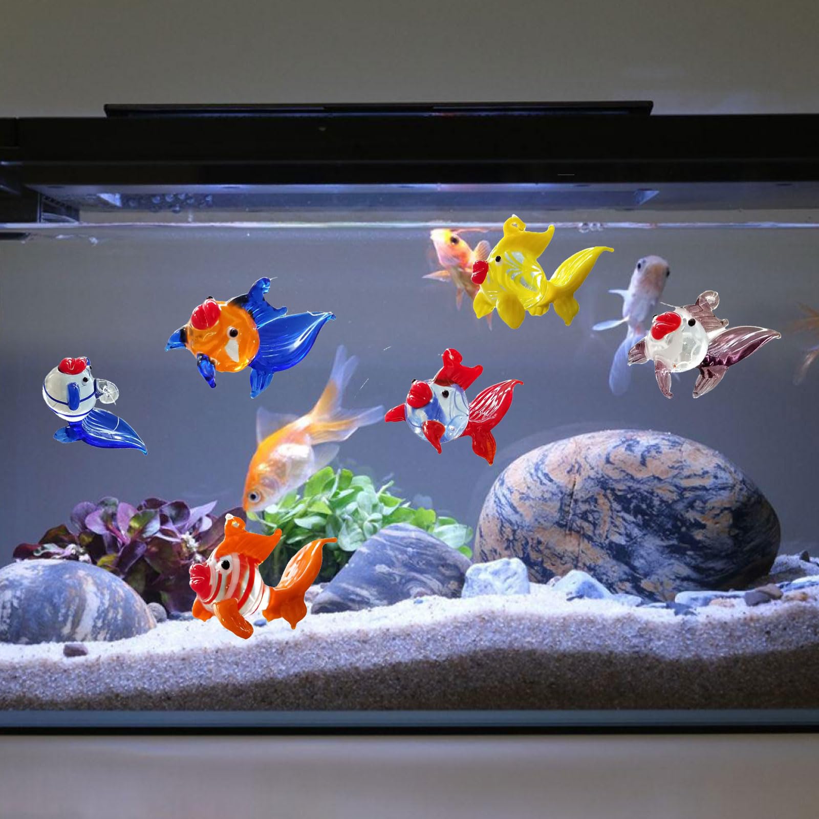 Lot de 6 boules flottantes en verre coloré pour aquarium