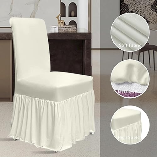 Miniatura 3 de molasofa Juego de 6 fundas para sillas de comedor, fundas elásticas para sillas con falda para cocina, protectores de asiento de cocina, decoración