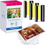 Compatible avec Canon Selphy CP1500 CP1300 Papier et Encre Taille Postcard 4 x 6 po | 3 Encres + 108 Feuilles Glossy KP-108IN Papier Photo Résistant à l'Eau / Empreinte Digitale / Oxydation pour Selphy CP1200 / 1000 / 910 / 900