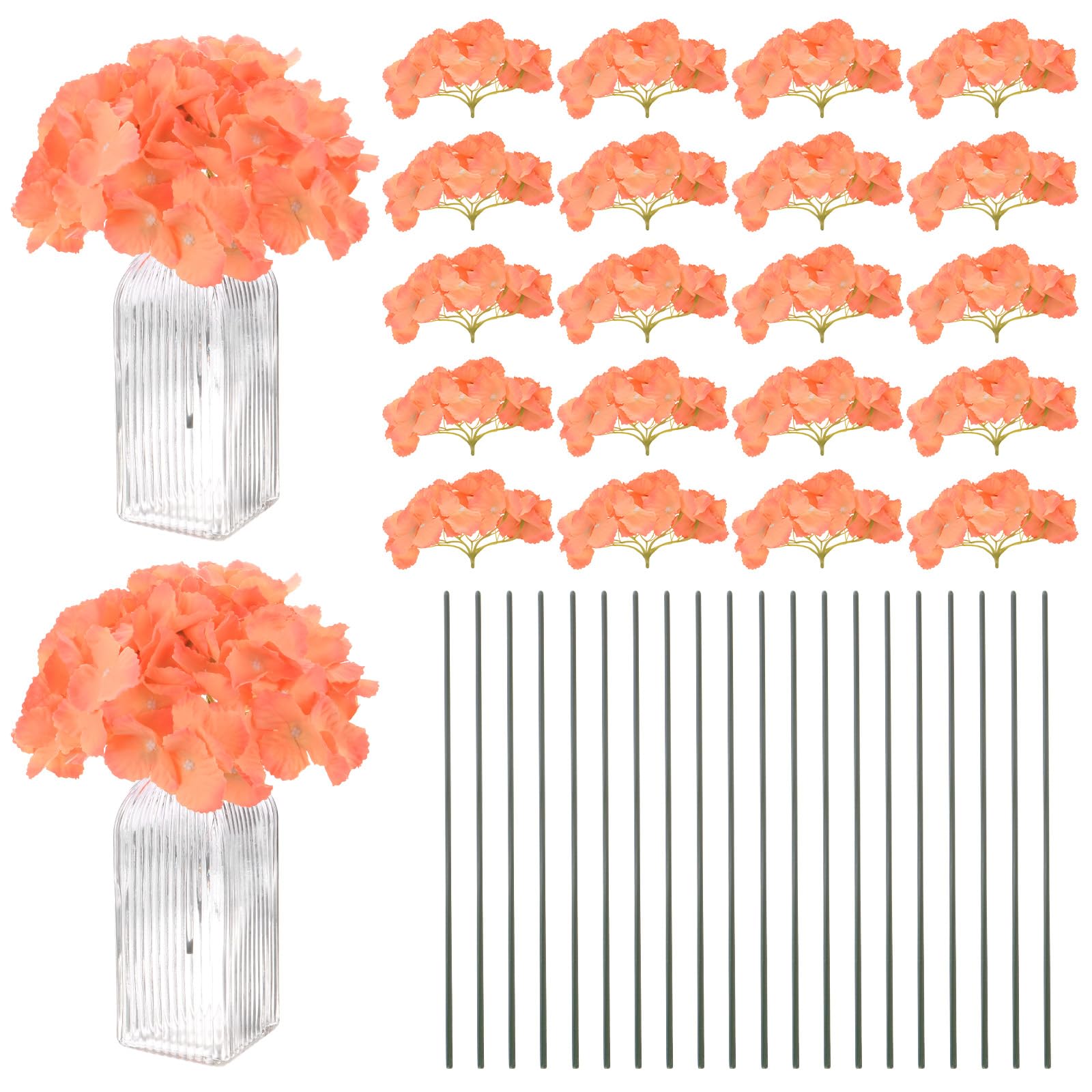 M METERXITY 40-Pack Silk Hydrangea Flowers, Artificial Flowers Heads with 40pcs Stems