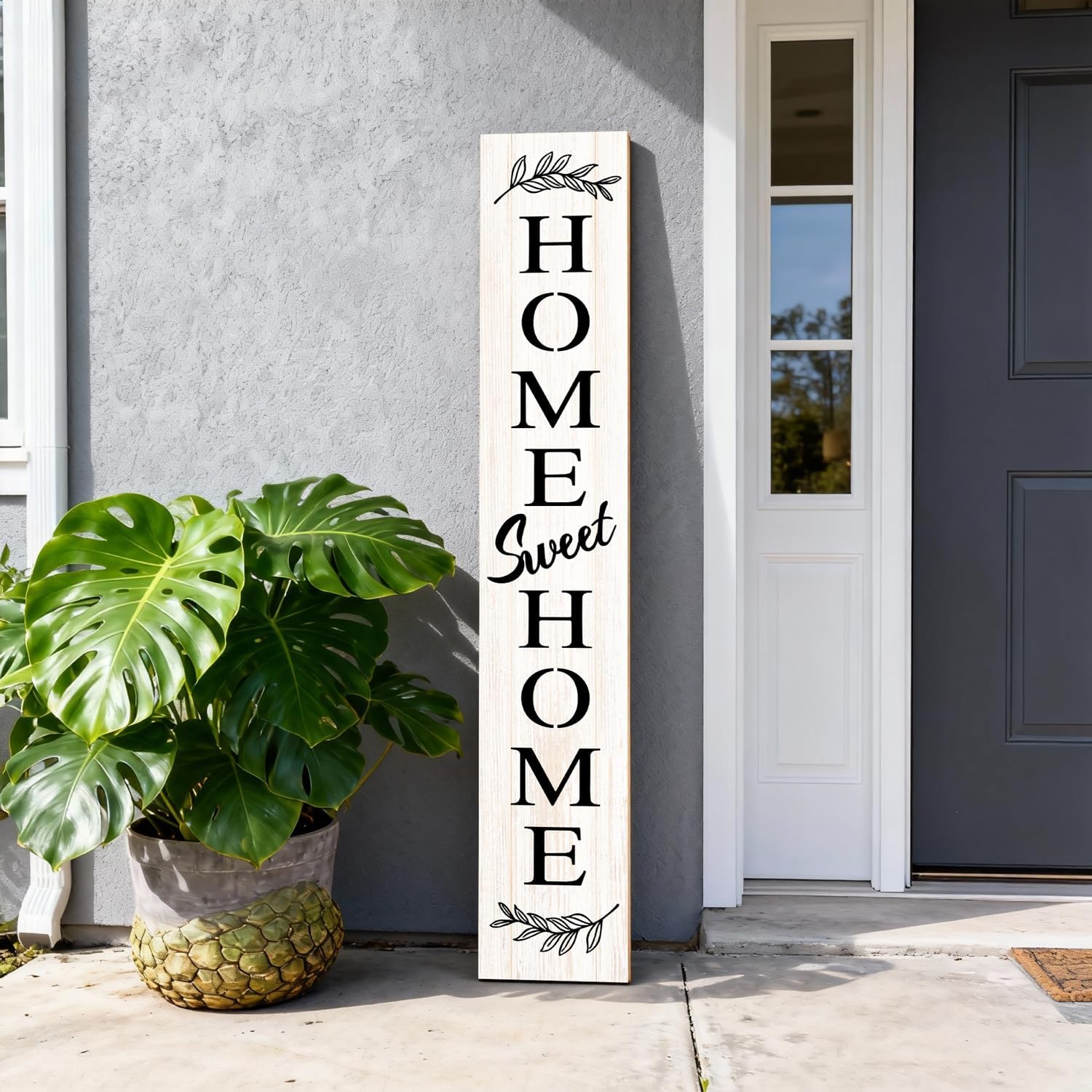 Farmhouse Wooden Welcome Sign Stand for Front Door, 47" Large Home Sweet Home Welcome Sign for front porch, Rustic Vertical Tall Xmas Gift Porch Leaner Decor for Outdoor Patio Garden