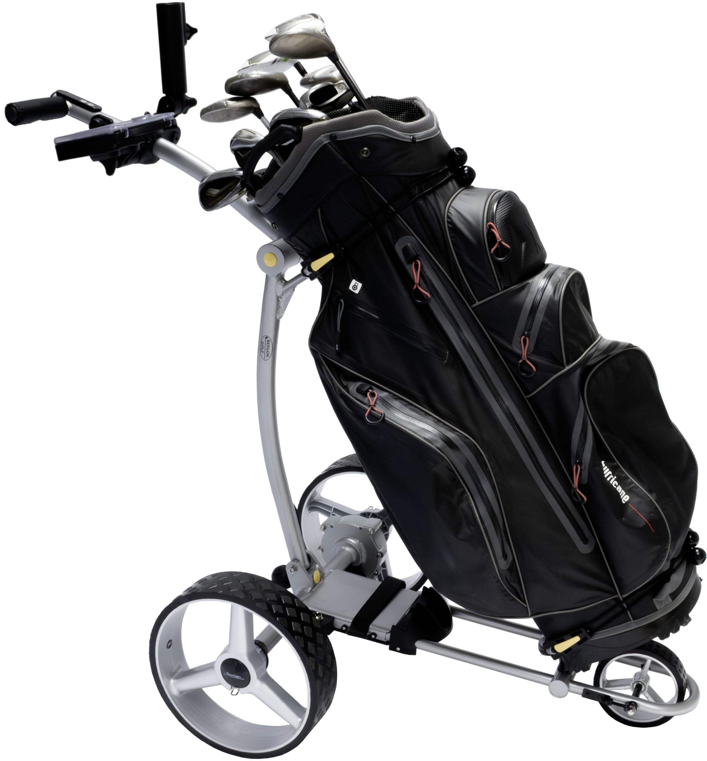 BeeGon Golf Elektro-Golftrolley GT-X300 Pro Silber mit 33Ah Blei-Akku inkl. Zubehör