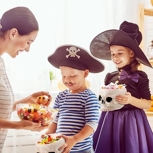 Miniatura 6 de 2 cuencos de calavera de esqueleto de Halloween, platos de Halloween, taza de calavera, cuenco de figura de calavera de Halloween, cuenco de