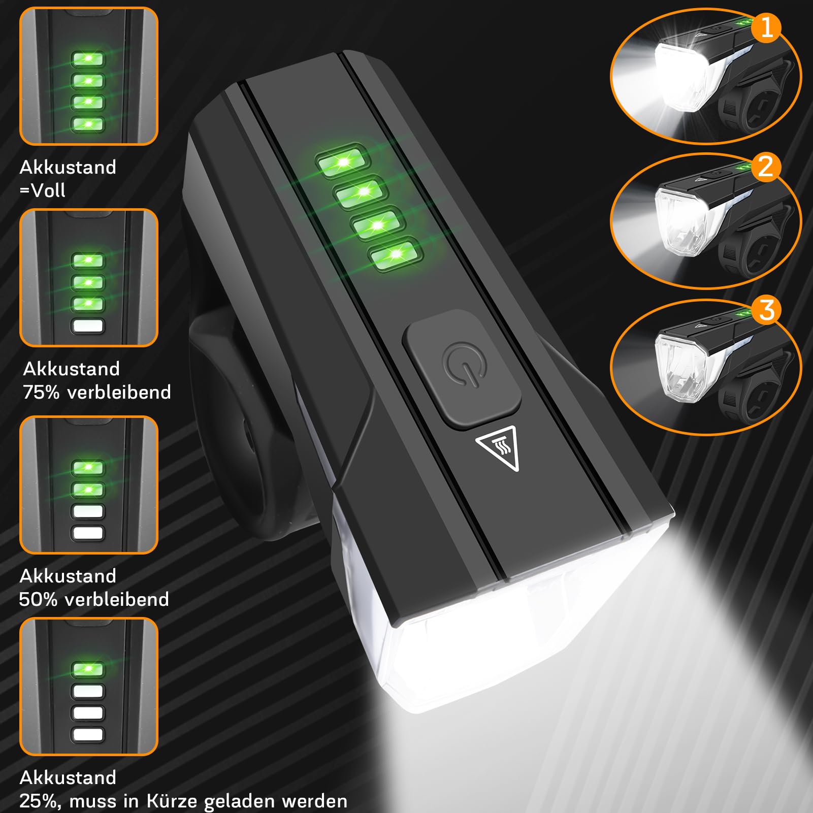 Gindoly Zestaw świateł rowerowych LED, 100 luksów, 2000 mAh, ładowane przez USB, wodoszczelne oświetlenie rowerowe IPX4, dopuszczone do ruchu drogowego (obowiązują przepisy lokalne), dla dzieci i