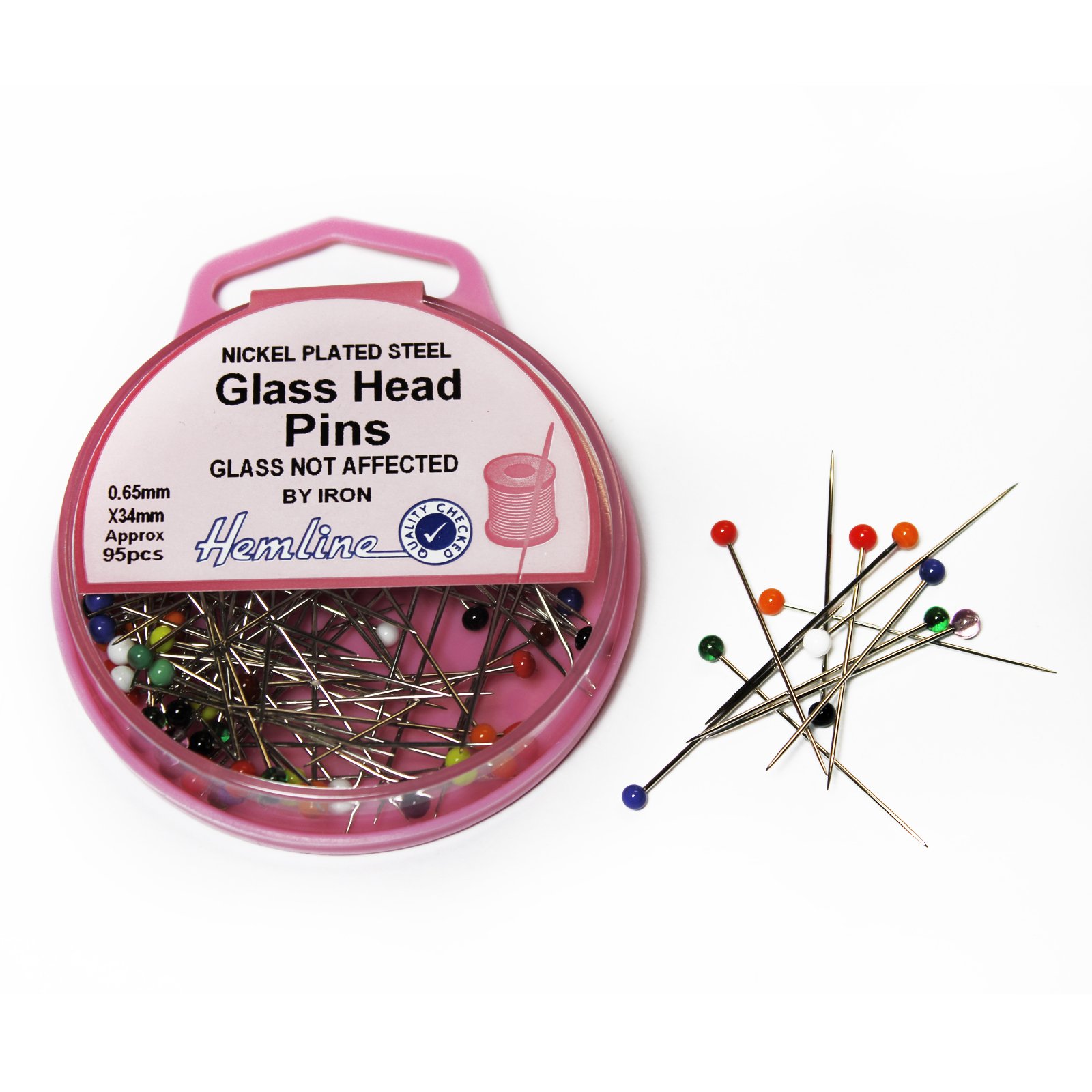 95 x Hemline Glass Head Pins 0.65mm x 34mm