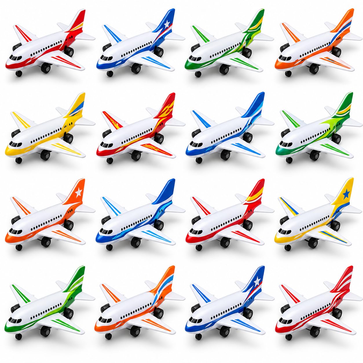 Buuraqq 16Pcs Aeroplane T0ys, Friction Plane Set for Aviation Fans