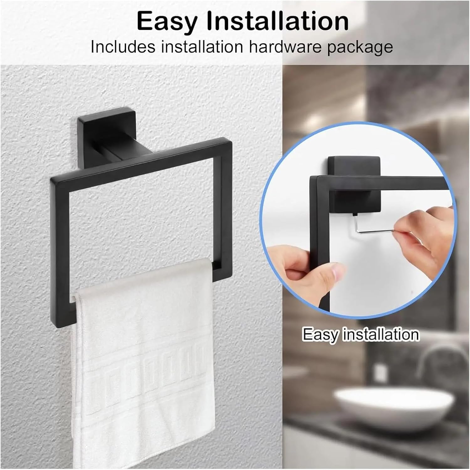 Handtuchring, Badezimmer-Handtuchhalter aus Edelstahl, modern, rund