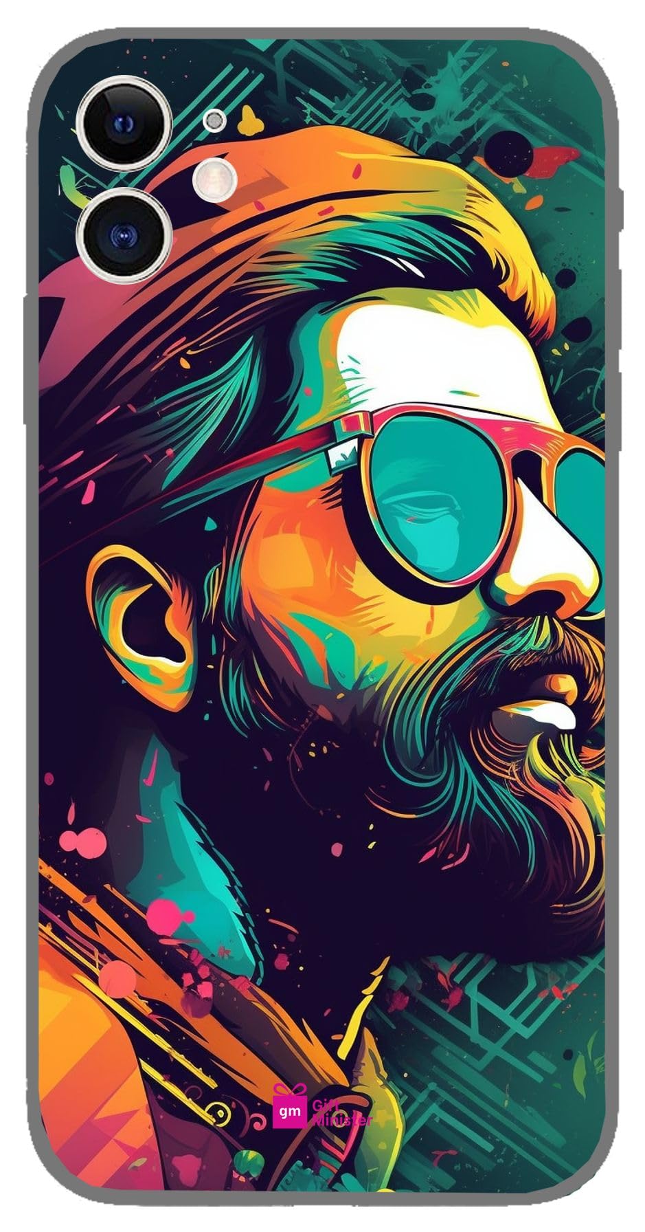 Gift Minister Silicone Designer Cover for Apple iPhone 11 Sea Greenback - Sunglasses Beard Shades Smoking Cigar Masks Totems Comic Art Summer Cool Bright Colors Mobile Combination 1Pcs 1699A