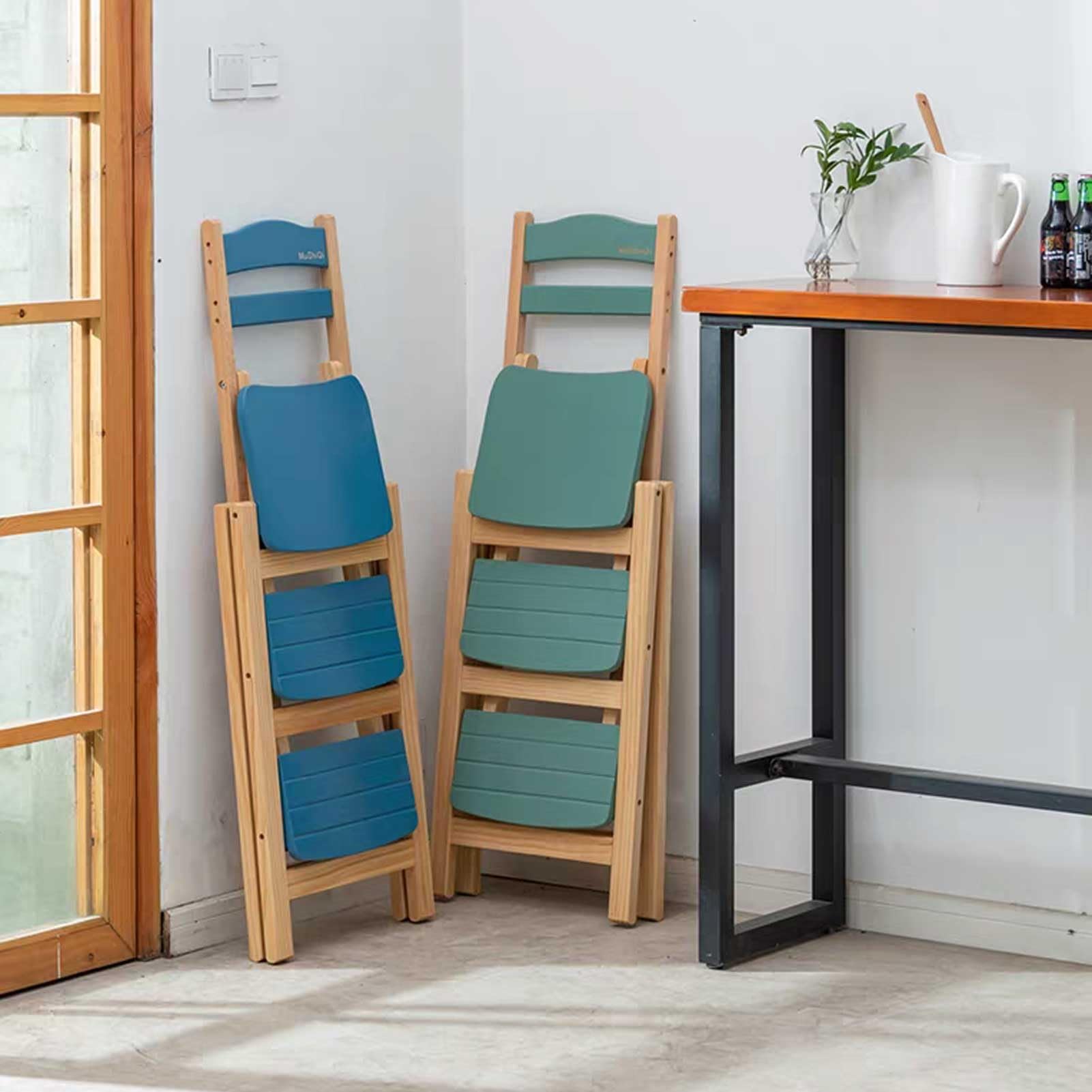 Taburete plegable madera y silla escalera biblioteca taburete liro y portátil 3 escalones para el hogar cocina bar jardín baño soporte exhibición almacenamiento