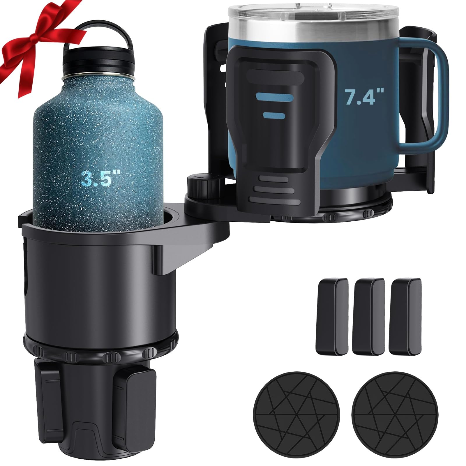 UNIWA Car Cup Holder Expander,2 in 1 Extra Adapter Expandable Automotive Cup Holders,Cupholder Extender Holder for Car,Large Car Drink Holders for Owala,Yeti,Stanley,Nalgene