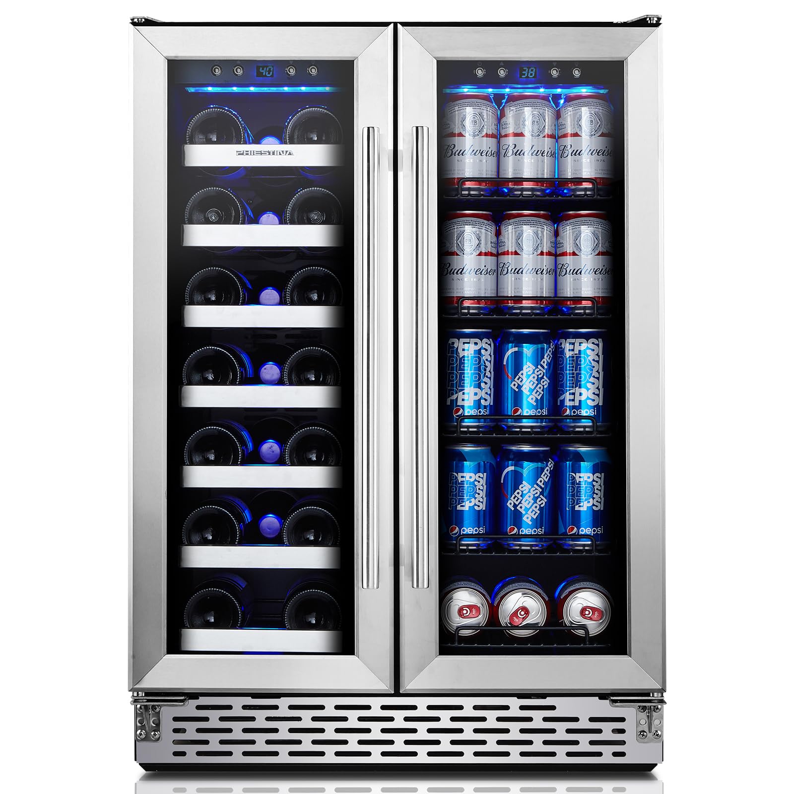 Phiestina Wine and Beverage Refrigerator, 24’’ Wine Cooler- 20 Bottles...