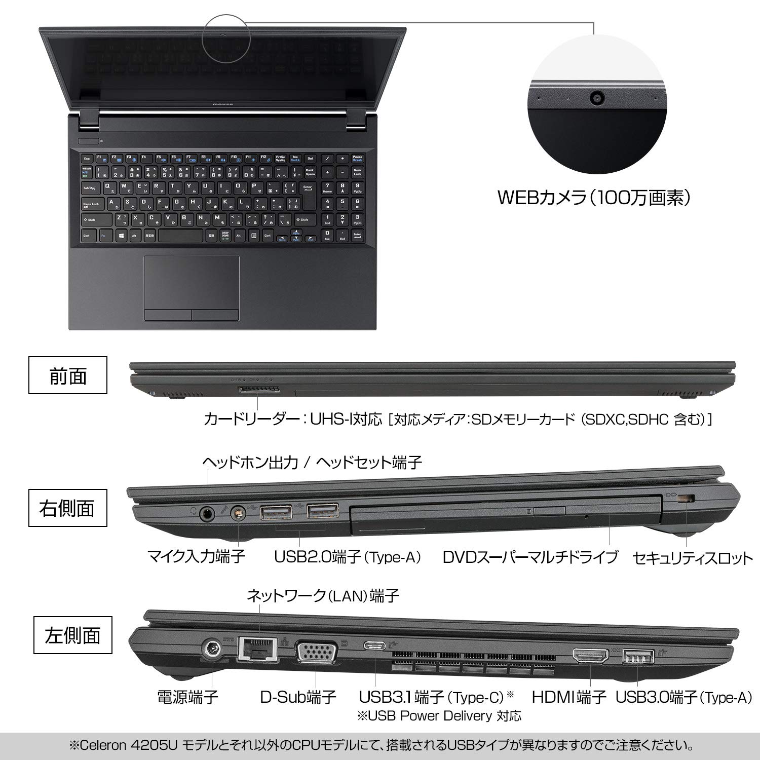 mousePC 15.6インチ第8世代Core i3 /8GB/256GB Amazon.co.jp: mouseノートパソコン 15.6型 MB-J308SHABPZI