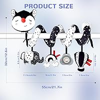 Vista 9 de XIXILAND Juguetes de Coche Musicales para Asiento de Bebé en Negro y Blanco, Juguetes para Bebés, Juguetes para Niños de 0 a 6 Meses, Juguetes