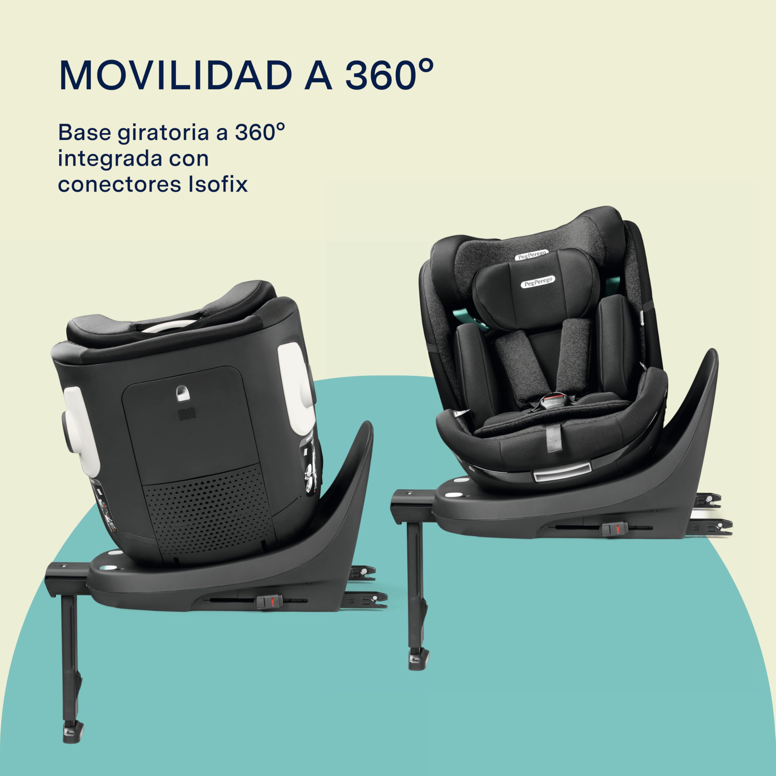 Peg Perego Primo Viaggio 360 EVO Silla de Coche Evolutiva All-In-One con ISOFIX, Giratoria, Reclinable, para Niños desde el nacimiento hasta 150 cm (0-12 años), 0-36 kg, Planet