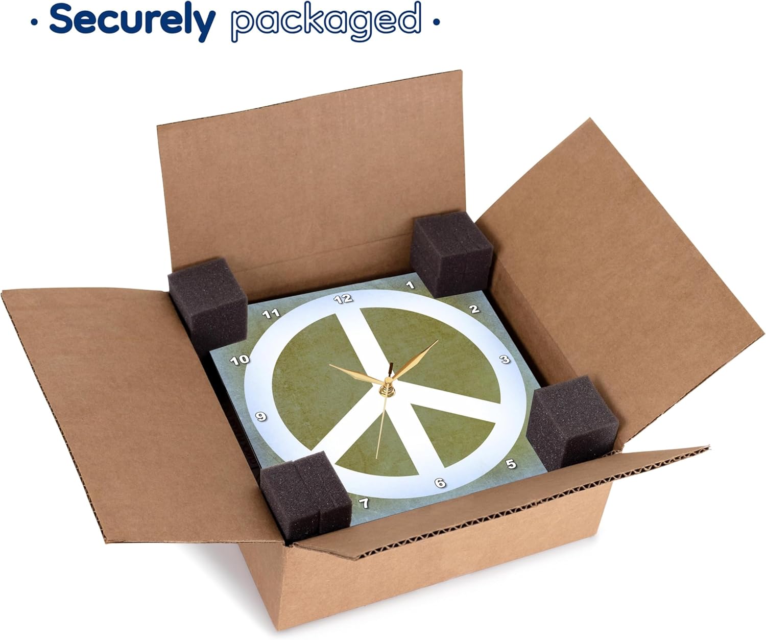 3dRose Earth Green Sky Blue Peace Sign- Inspirational Art - Wall Clock, 13 by 13-Inch (DPP_40221_2)