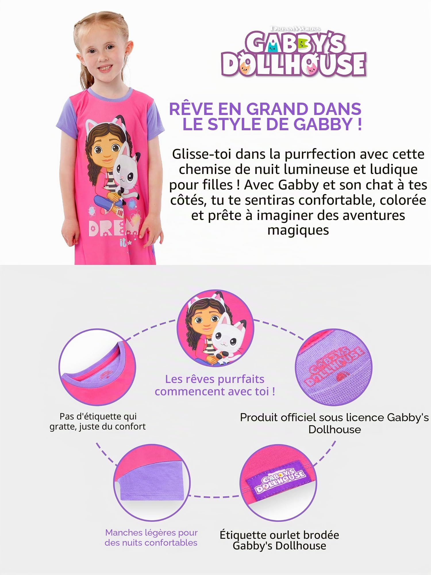 DreamWorks Chemise de Nuit Fille Gabbys Dollhouse