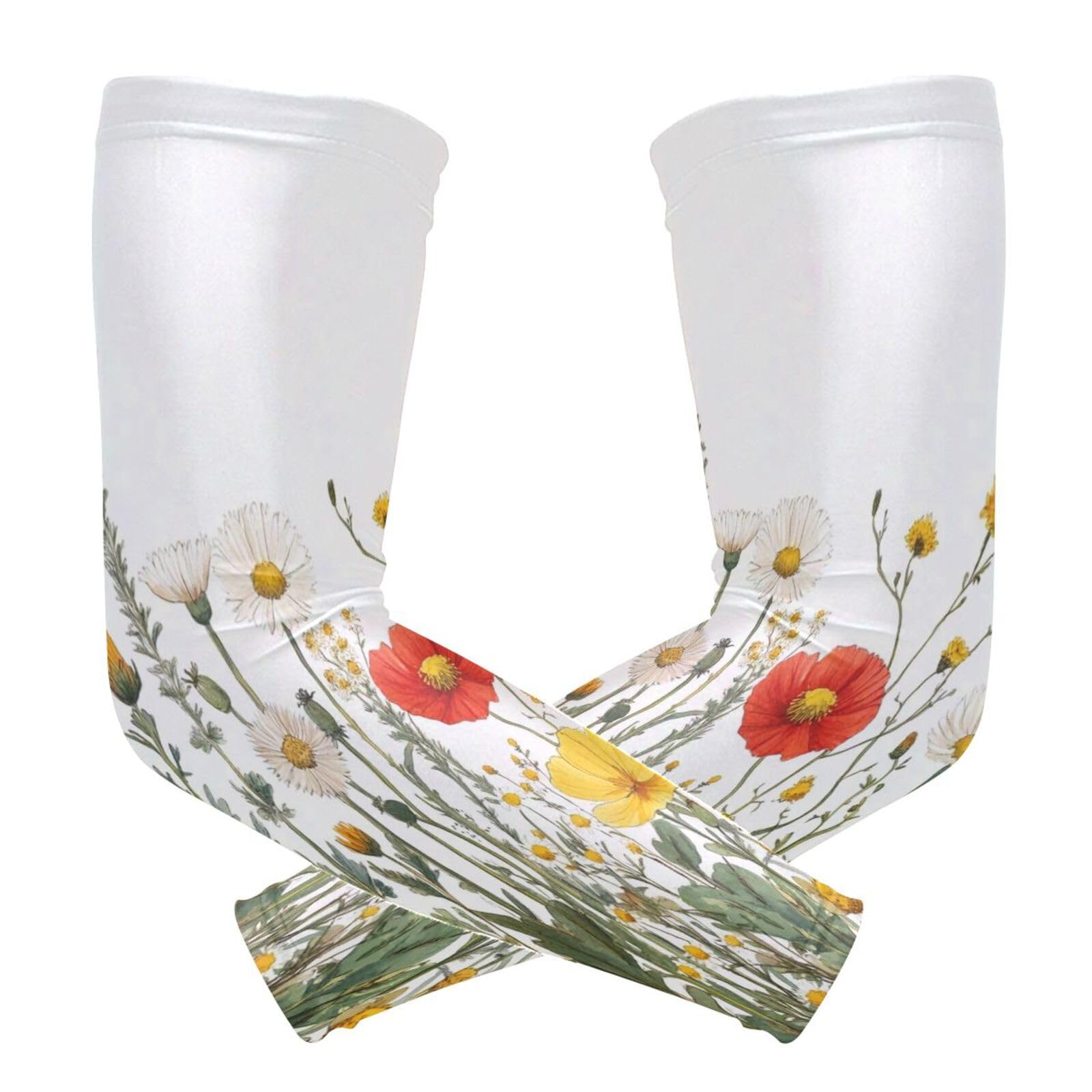 Kigai Wildflowers Poppy UV Sun Protection Arm Sleeves for Men Women Cooling Compression Sports Arm Sleeves Tattoo Cover Up