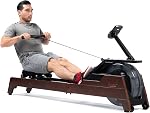Sunny Health & Fitness Premium Water Rower w/Intensive Dynamic Real-Time Resistance, 300 LB Capacity Flip-able Rowing Machine for Home Training, Optional Free SunnyFit App Connection