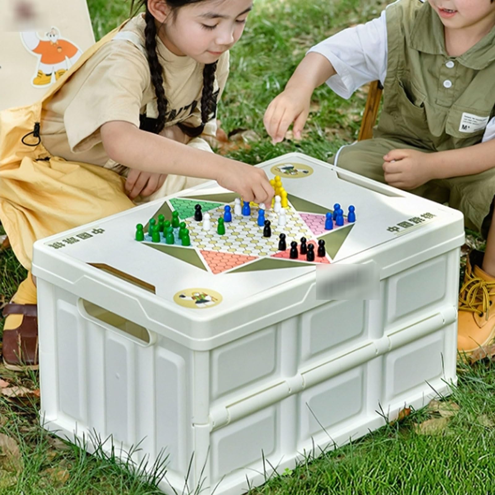 Torba kempingowa Składany organizer do bagażnika Outdoor Camping Box przechowywania, wielofunkcyjny składany pojemnik w domu Pudełko sortowania na piknik Skrzynia użytkowa Crate(Biały)
