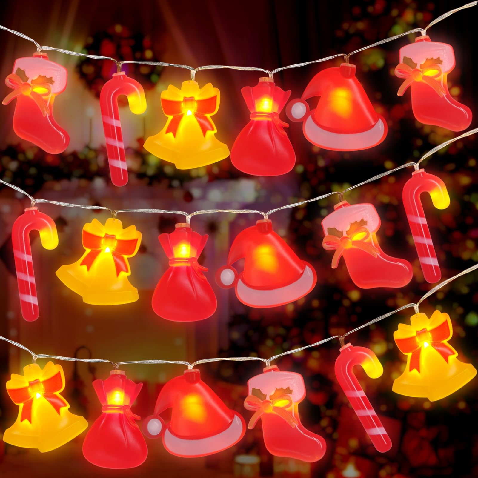 Shinybox Cadena Luces de Navidad, 3M 20 LED Cadena de Luces Decorativa Navideña, Guirnaldas Luces Árbol de Navidad, Luces de Hada de Navidad, Decoración Navideña para Interior y Exterior