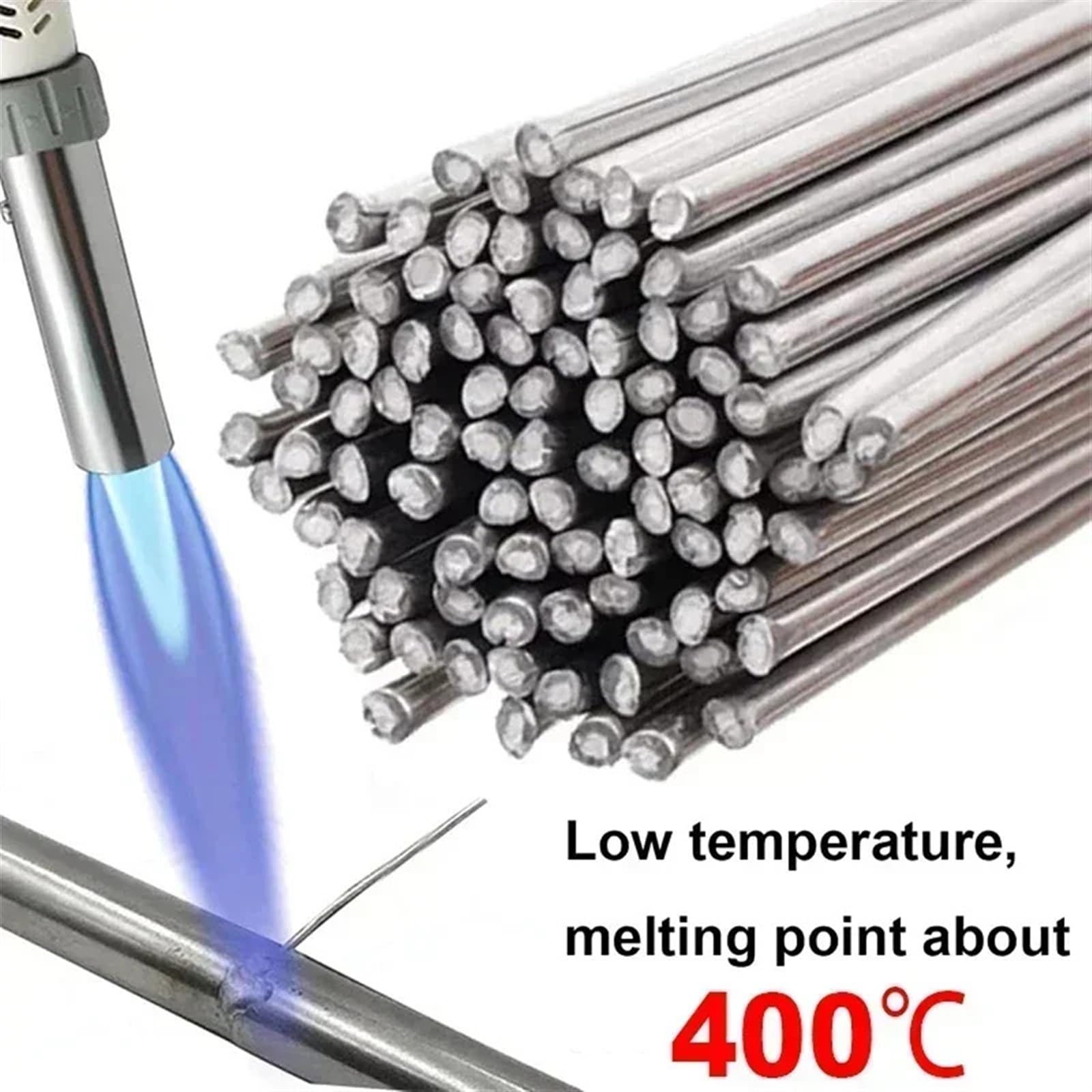 Varilla De Soldadura 200/10x piezas Varillas de soldadura de fácil fusión a temperatura Varilla de soldadura universal Varilla de alambre con núcleo de plata de aluminio Kits de agente de barra de sol
