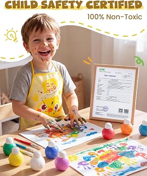 JUPITEARTH Washable Paint Set for Kids, Non-Toxic Finger Paint, 6 Colors