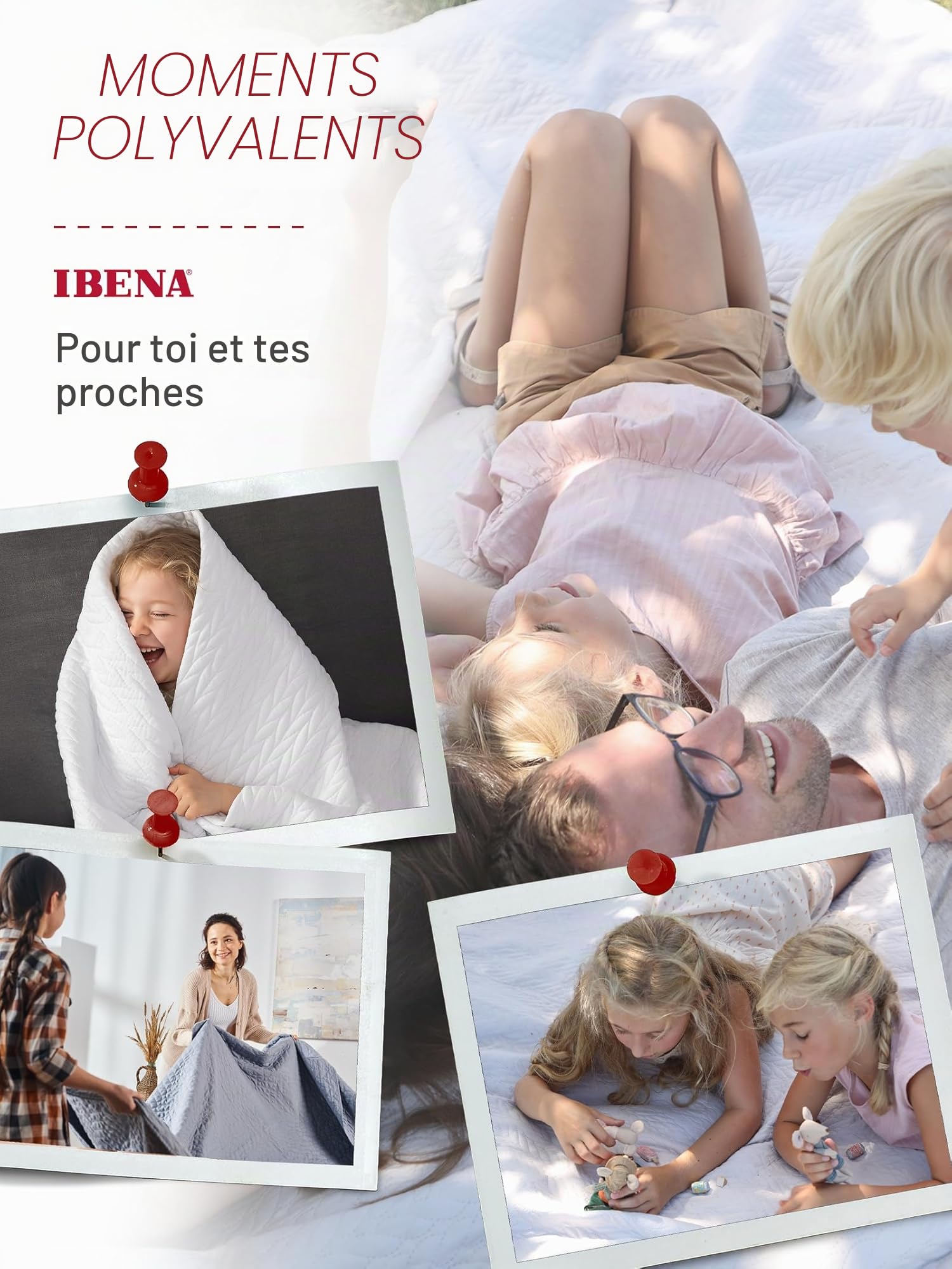 IBENA Nancy Plaid Jete de lit 140x210 cm - Motif Moderne, Lavable en Machine, Couvre lit uni Anthracite, Motif torsadé