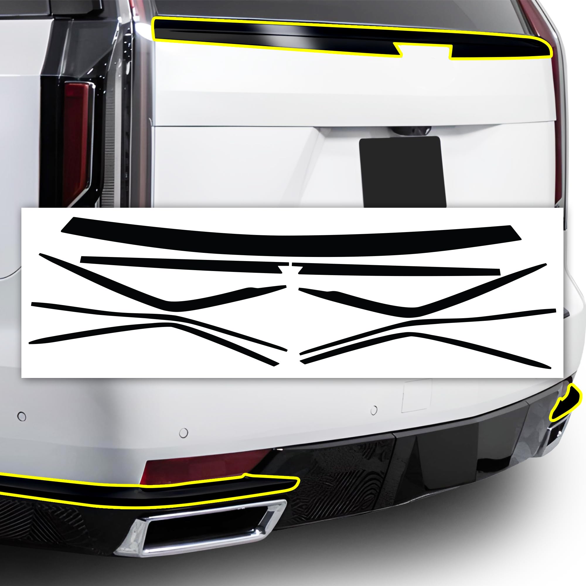 BOGAR TECH DESIGNS Rear Trunk Bumper Chrome Delete Overlay Compatible with Cadillac Escalade 2021-2024, Gloss Black
