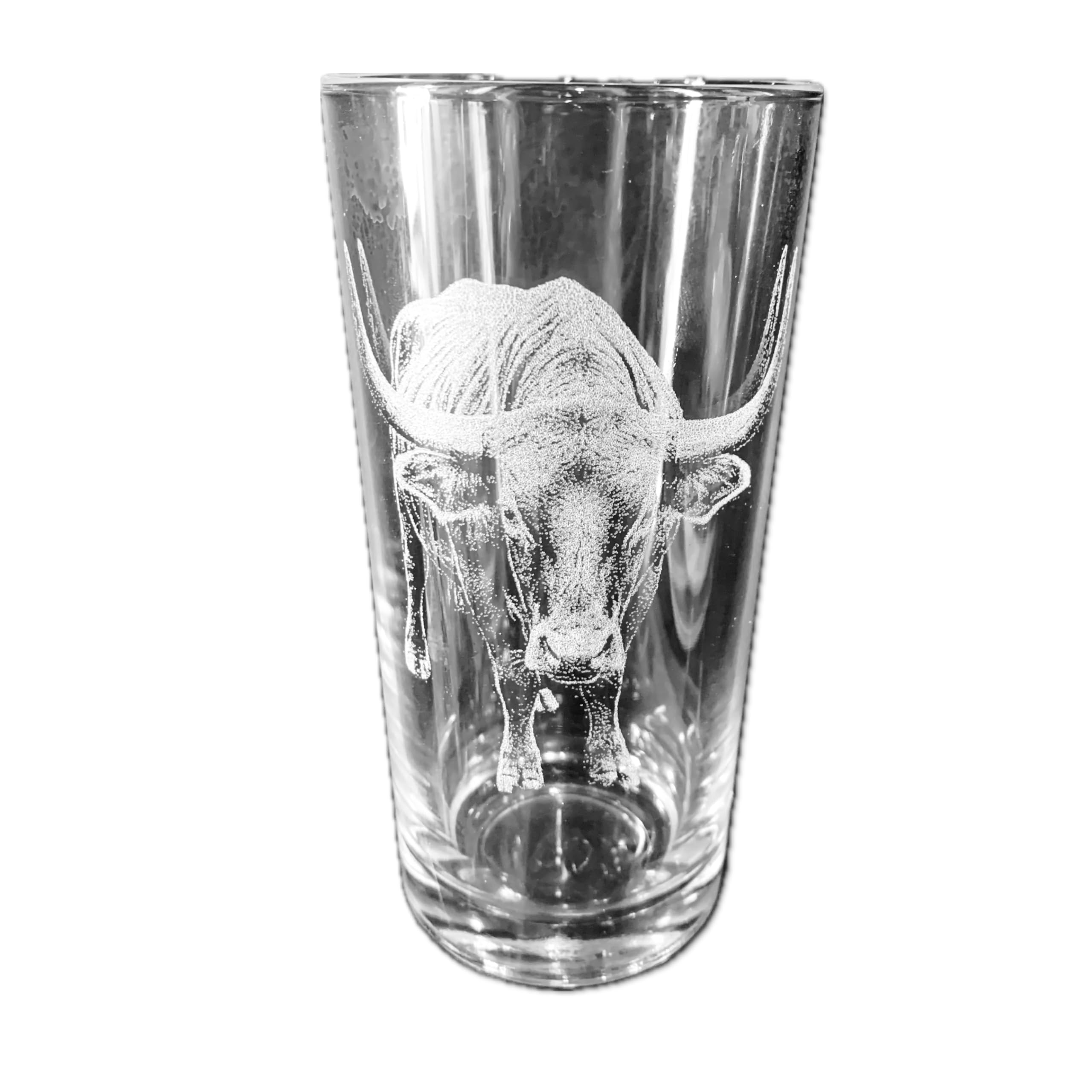 Animal Engraved Glass - Personalised Etched, Gift, Wine, Pint, Whiskey, Gin, Decanter, Cup, Tea, Shot, Christmas, Birthday, Brandy, Coffee, Mug, Beer, Set, vase, Bottle, Wedding, (Bull)