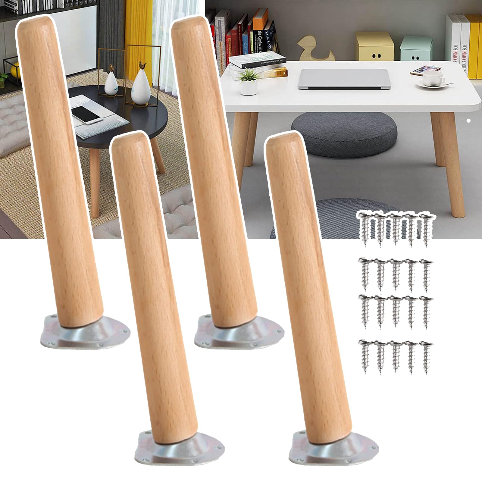 Patas de madera para muebles de 15 cm ideales como patas de repuesto para sofás y armarios