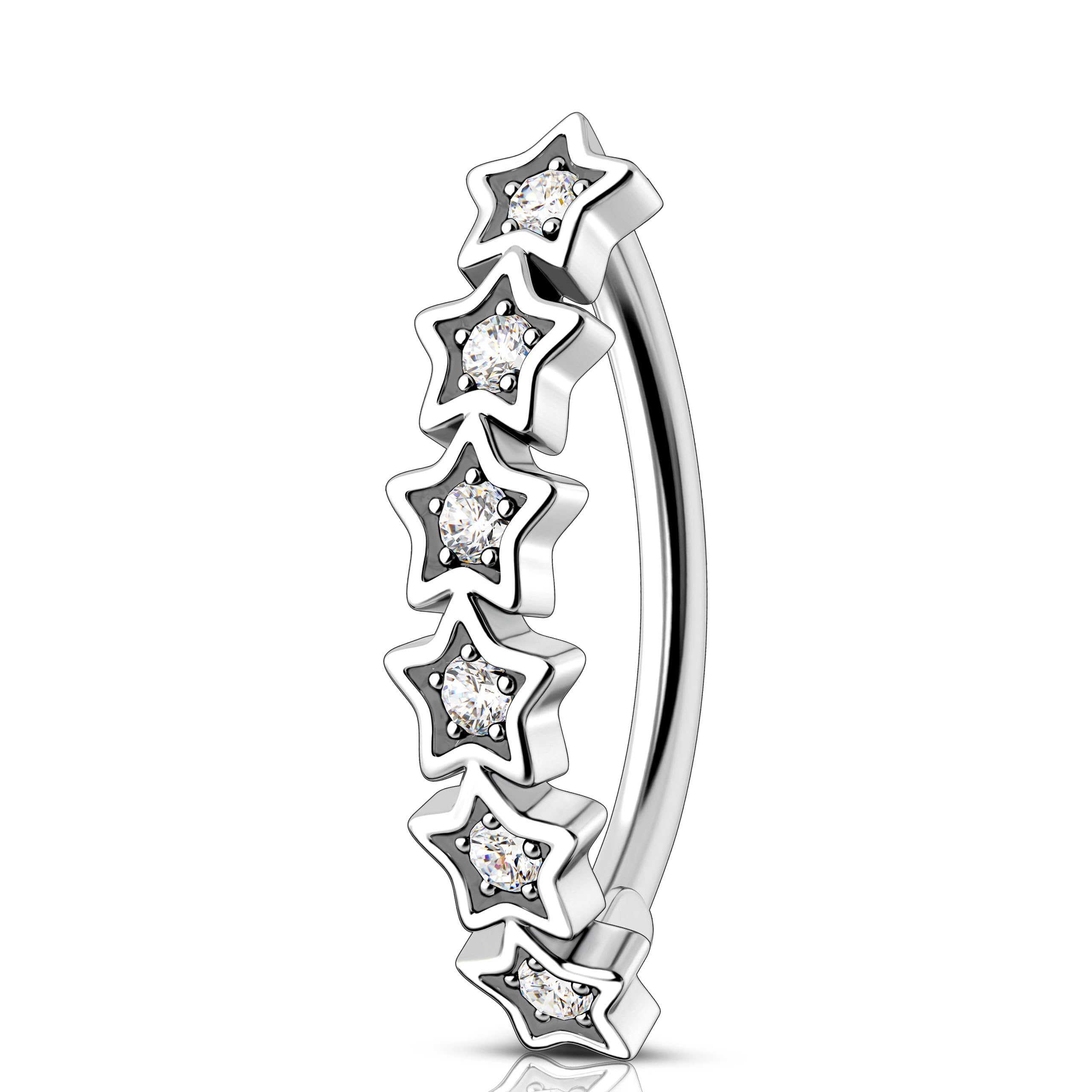 Belly Button Ring Star Belly Clicker Reverse Belly Button Piercing Jewellery Stainless Steel Navel Barbell CZ Belly Rings