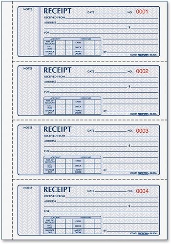 Miniatura 4 de Rediform Libro de recibos de dinero estándar dorado, 2.75 x 5 pulgadas, 225 duplicados numerados (8L829)
