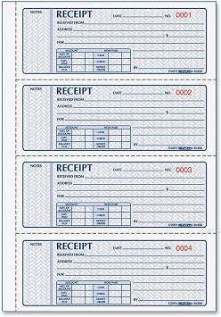 Rediform Money Receipt Book, Manifold Cover, Carbonless Triplicate Forms, 11" x 8", 100 Numbered Sets 8L808