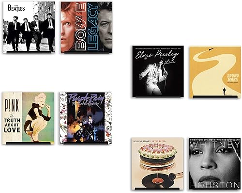 Miniatura 1 de Crutello Paquete de 8 estantes de exhibición de discos de vinilo  Estante de acero negro montado en la pared  Paquete de 8