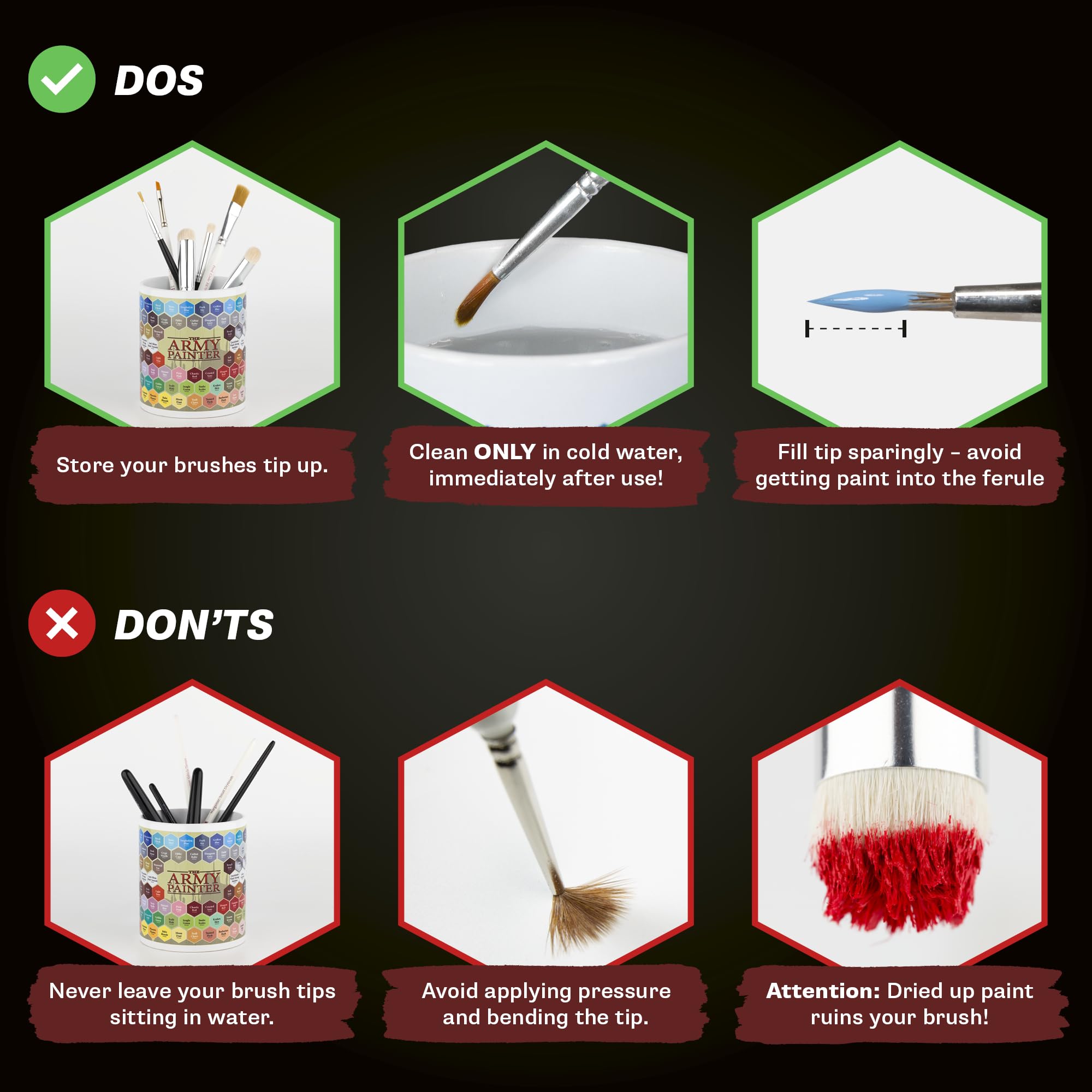 The Army Painter, Mega Brush Set, 10 pinceaux pour miniatures Wargamer – 3 pour le layering, 2 pour le drybrushing, 3 pour le detailing et 2 pour les grands modèles