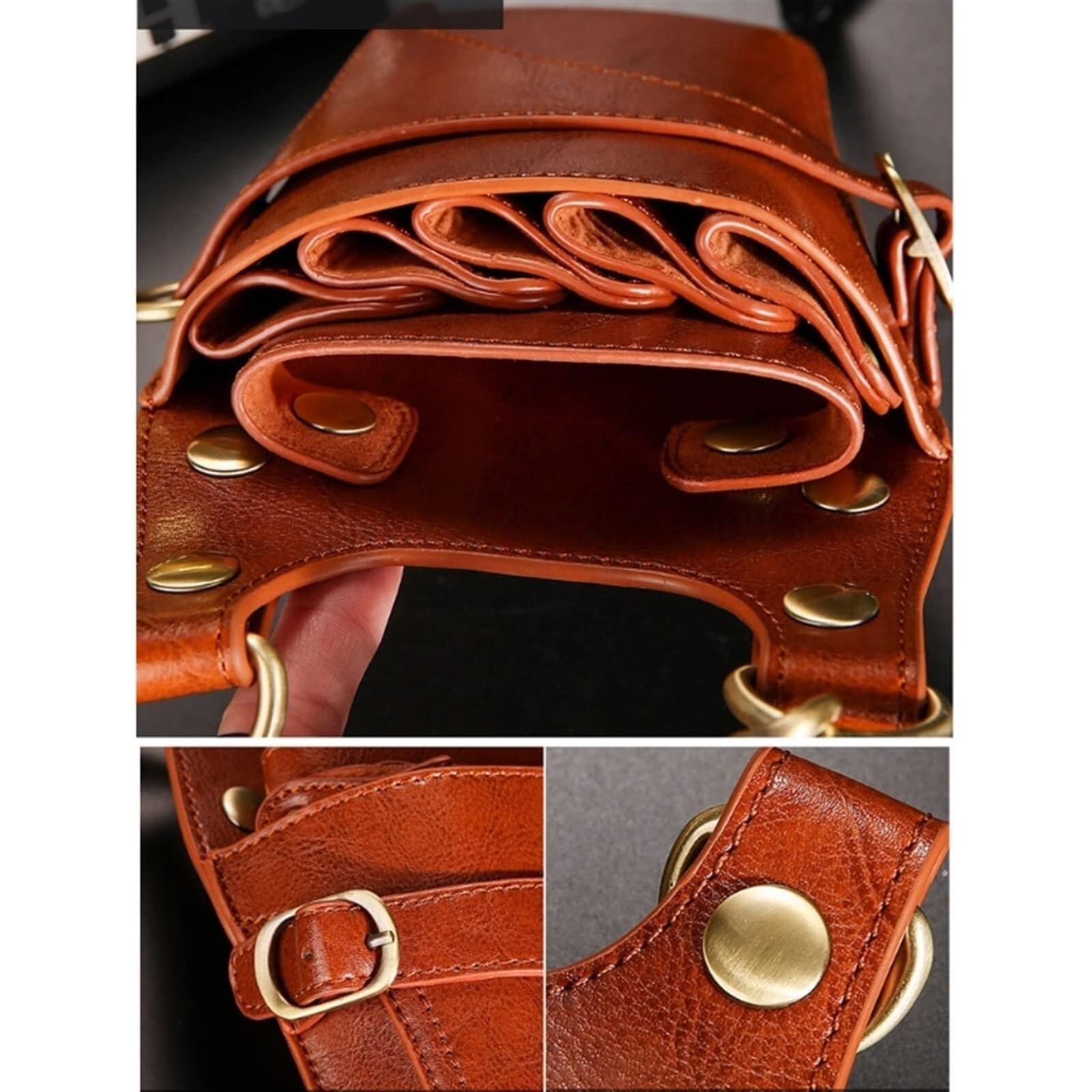 Friseurtasche Gürtel Profi Friseur Scherenkoffer Aus PU-Leder Friseur Werkzeugtasche Haarstylist Hüfttasche Kamm Clip Bürste Große Kapazität Lagerungstasche Scherenbeutel Haarschneidetasche(Stil 2)