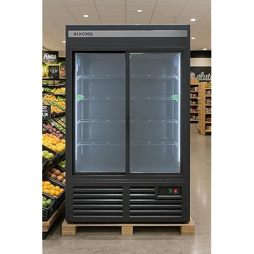 Commercial Beverage Refrigerator Display Fridge,Two SLIDING Glass Door Drink Cooler with LED Light Adjustable Shelves,ETL Sanitation,43 Cu Ft,47" Wide,Wheels Included