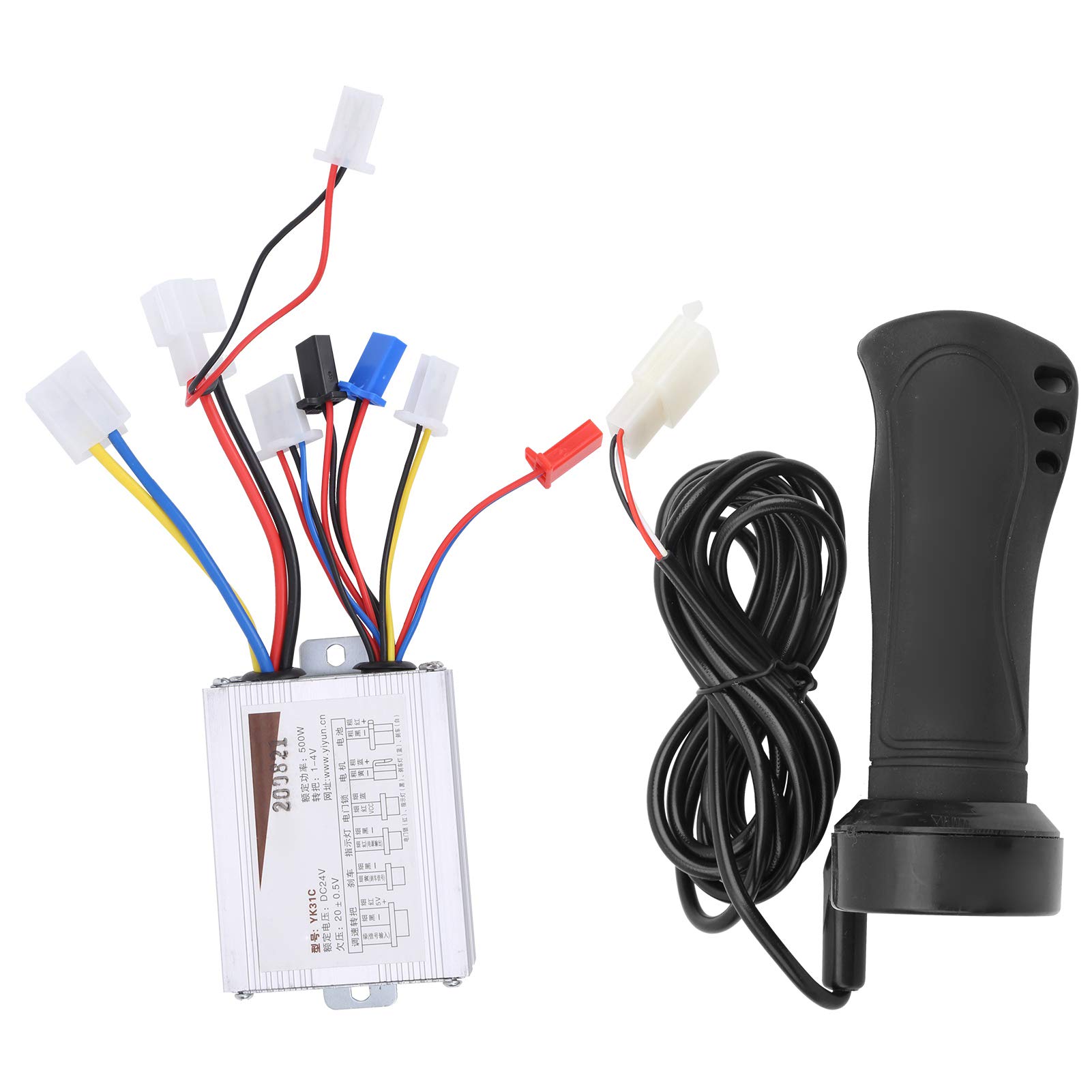 Alomejor 24V 500W Electric Scooter Brushed Speed Controller with Long Wire Throttle Grip Motor Controller Set for Electric Scooter Tricycles
