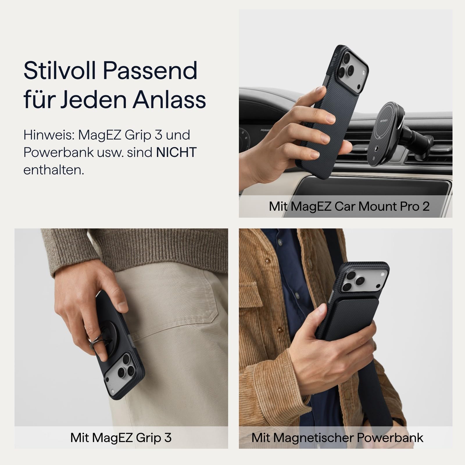 pitaka Ultradünne Hülle für iPhone 17 Pro aus Aramidfaser Schwarz/Grau | Aramidfaser Hülle 0,9mm dünn mit Kamerasteuerung Magsafe-kompatibel Slim Minimalistisch für Business & Alltag