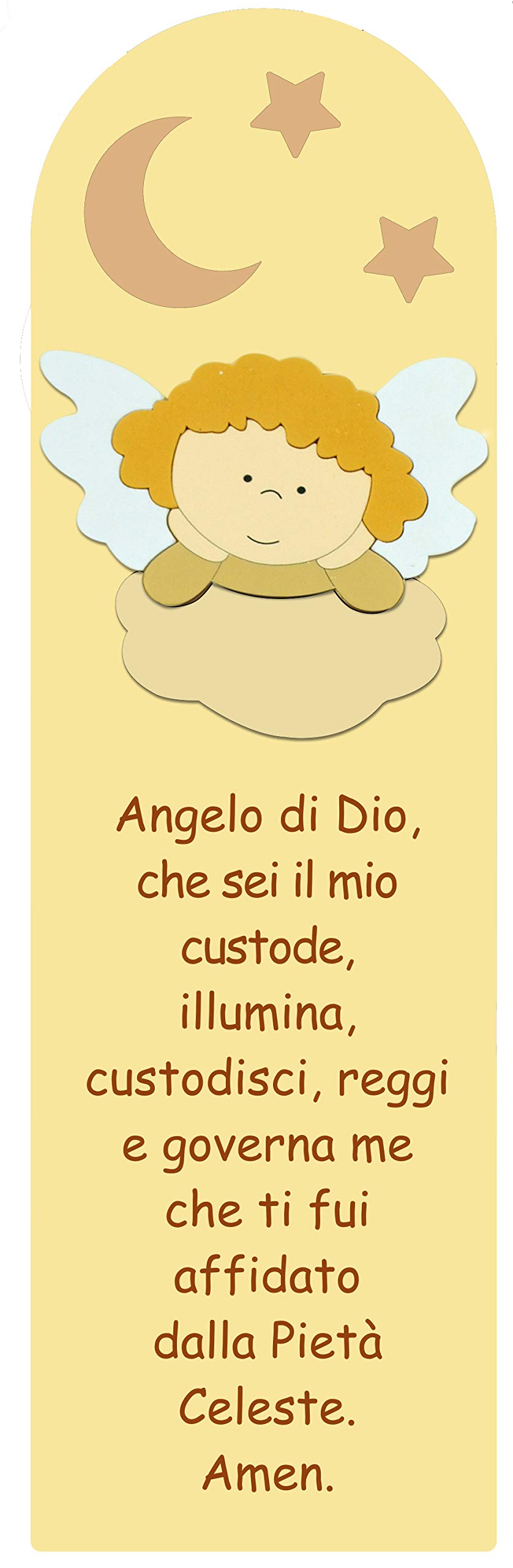 Quadretto Preghiera 'Angelo Di Dio' Ferrari & Arrighetti In Legno Rosa - Per Cameretta Bimbe, Idea Regalo Catechismo, 28x12 Cm - 6