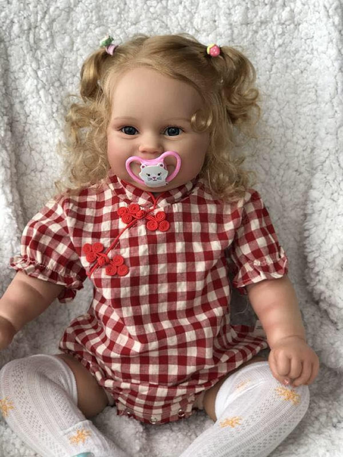 iCradle Lovely Real Look Reborn Baby Dolls Girl 24inch 60cm Silicone Baby Doll Realistic Newborn Doll Toy for Ages 3+