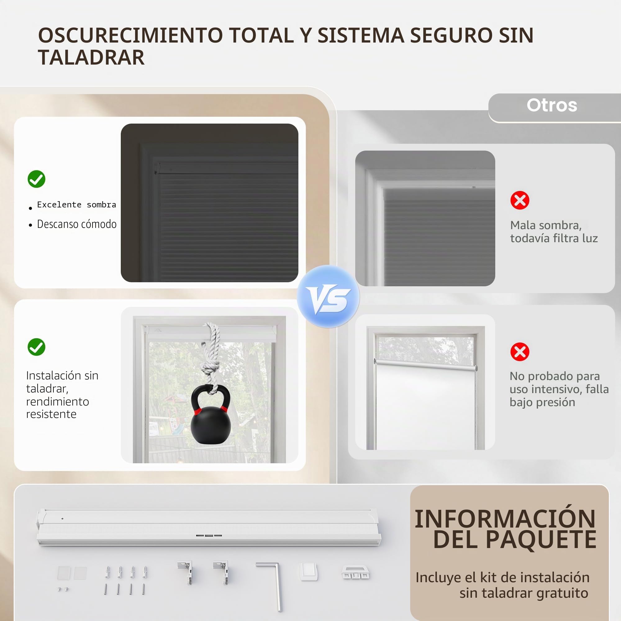 Grandekor Estores Celulares Inalámbricos Sin Herramientas Sin Taladro, 89 cm An x 163 cm Al, Estores Opacas de Panal para Ventanas Interiores, Protección UV, Privacidad Sin Taladro para Hogar, Puerta