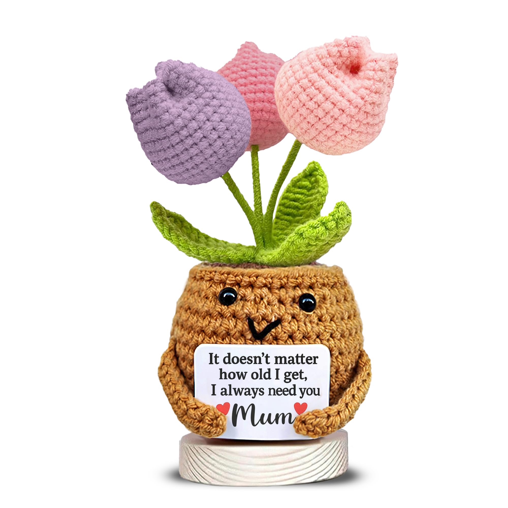Crochet Tulip Mum Gift with Sweet Message – “I Always Need You Mum” – Handmade Mother’s Day Gift, Birthday Gifts for Mums, Cute Appreciation Keepsake, Thank You Mum Present - 1